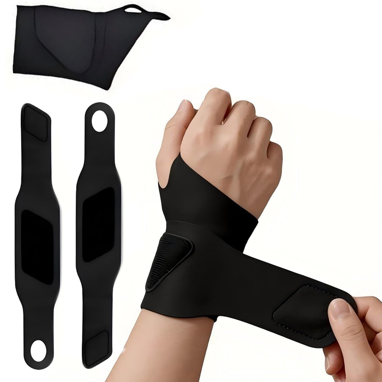 Adjustable Elastic Compression Support with Thumb Loop, Breathable Elastic Wrist Brace, Flexible Wrist Compression Sleeve for Gym Workout, Office Typing(2pcsA)