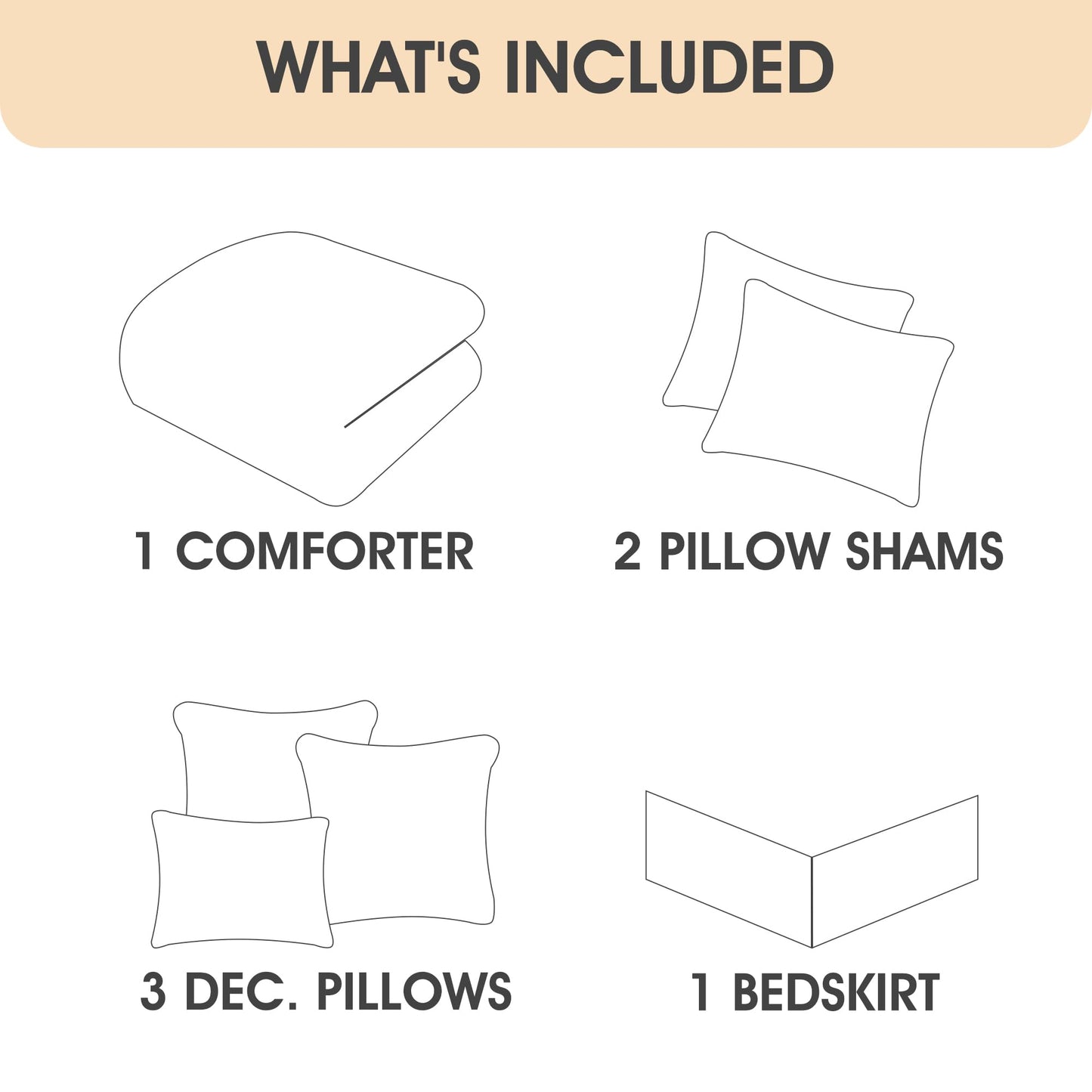 LANCO MODERN LIFESTYLE Black Gold Comforter Set, Queen, Damask Jacquard with Matching Solid Piece Work, 7 Piece Soft Bedding Set for All Season, Bed Skirt, Pillow Shams and Decorative Pillows