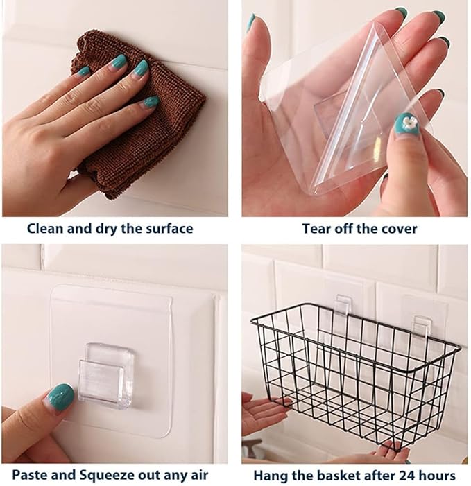 2 Set Adhesive Hanging Wall Basket Inside Cabinet Door Organizer, Wall Storage