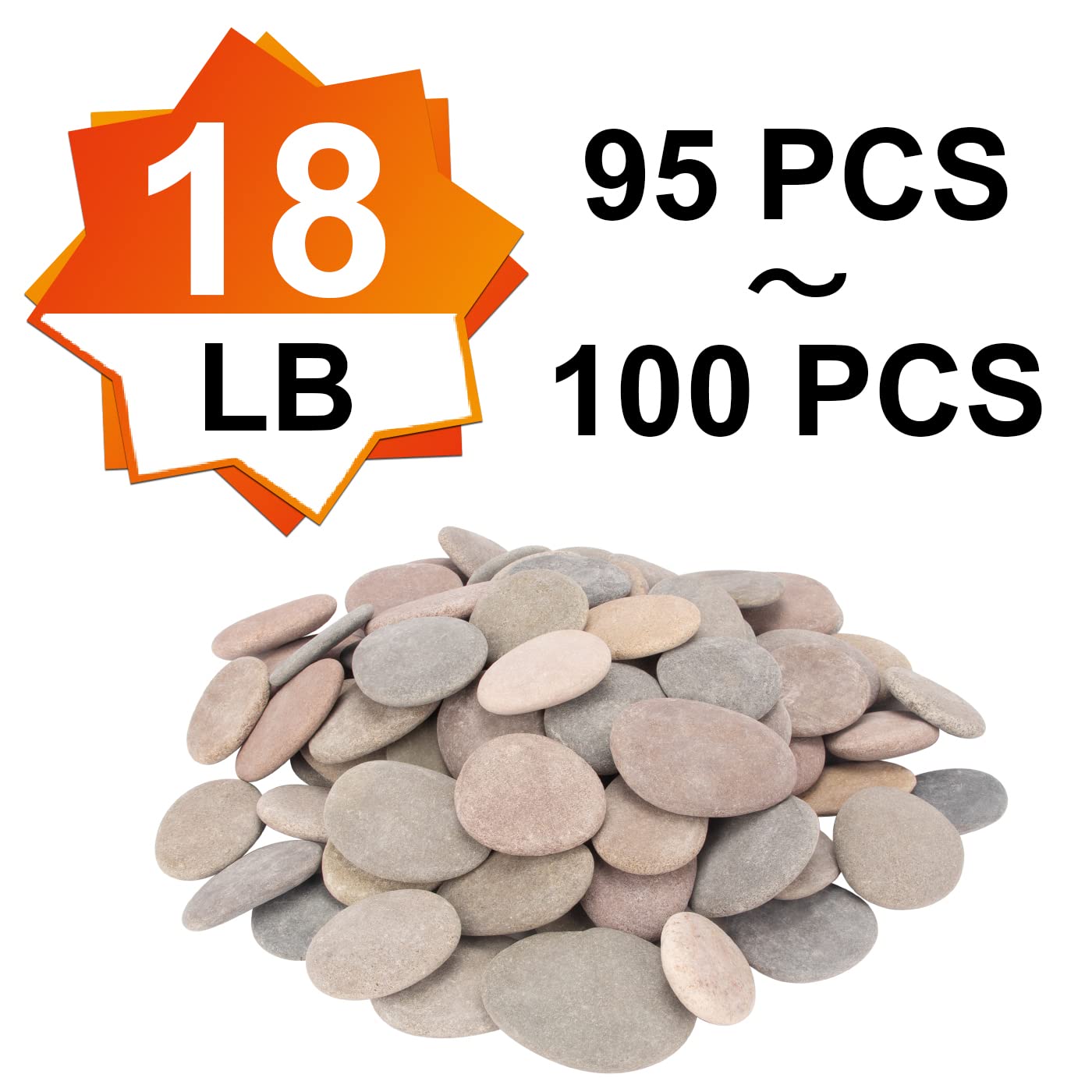 About 100 Pcs Painting Rocks, 2.2"-3.5", Flat, Smooth - River, Craft, DIY Stones, 18 Pounds