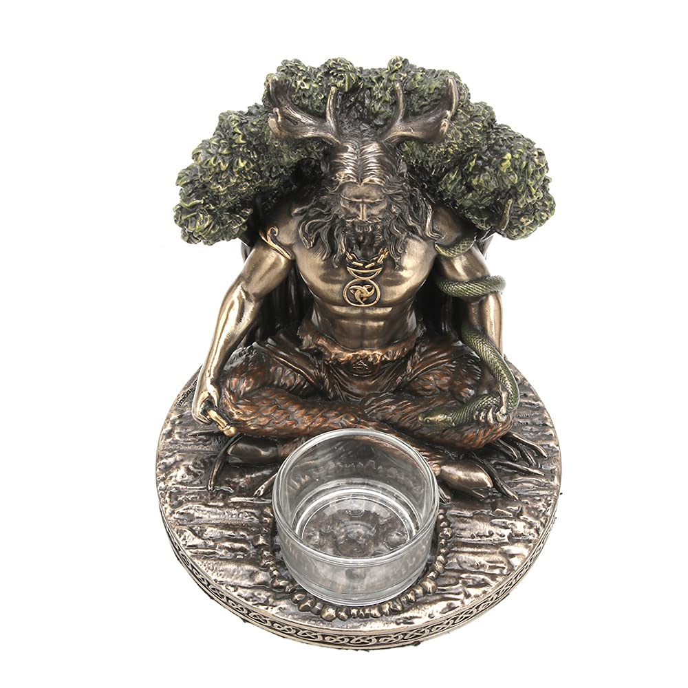 Veronese Design 5 1/4" Tall Celtic God Cernunnos Tealight Candle Holder Cold Cast Bronzed Resin Sculpture Wiccan Home Decor Figurine Collectibles