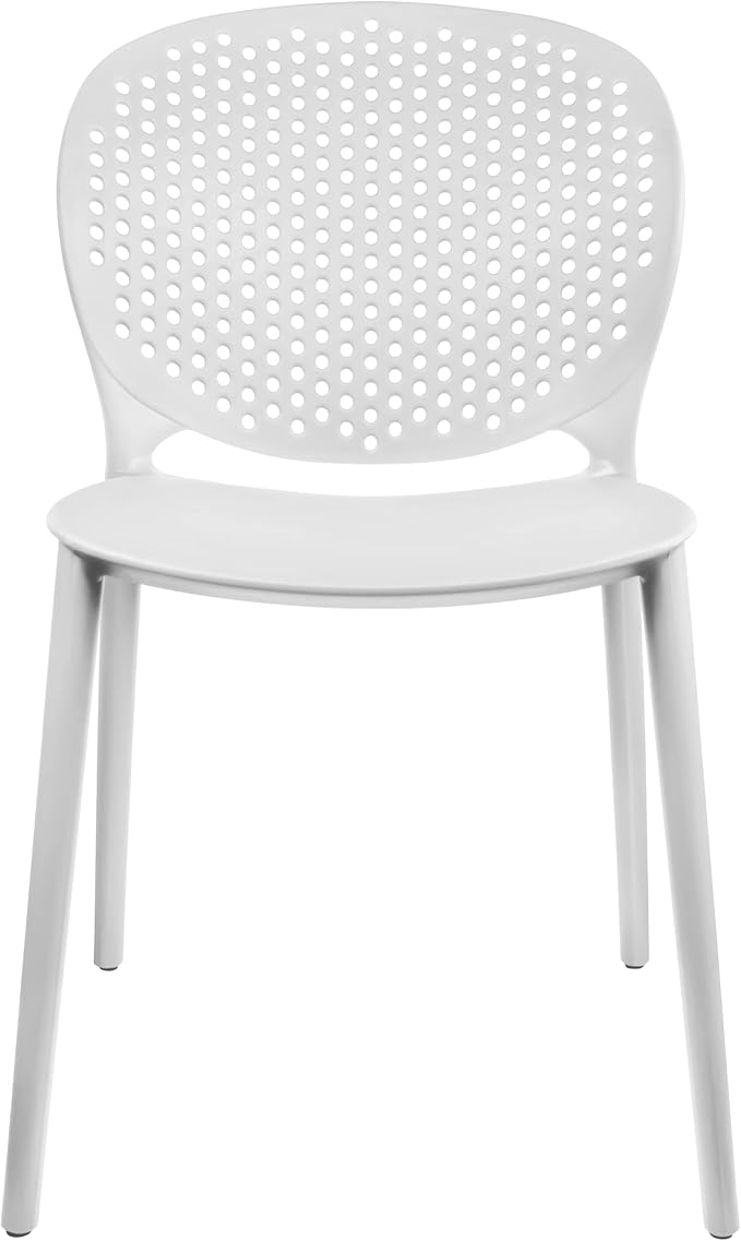 2xhome Set of 4 Patio Dining Chairs | Modern Stackable Outdoor Pool Side Chair | Weather Resistant Plastic for Yard, Porch, Balcony, Kitchen, White