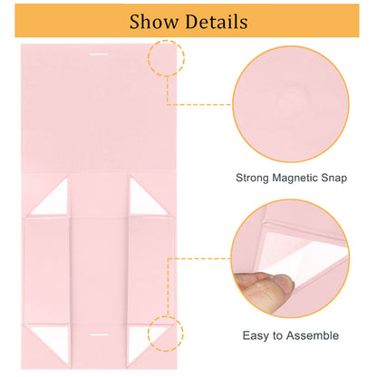 DaiUni 13"X9"X4" Large Pink Magnetic Gift Box with Lid and Ribbon for Presents