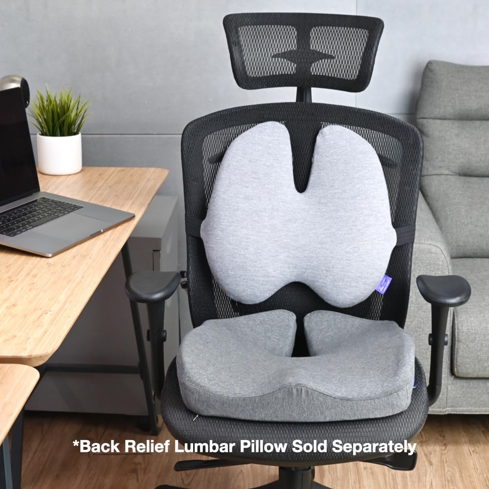 C CUSHION LAB Patented Pressure Relief Seat Cushion for Long Sitting Hours on Office/Home Chair, Car, Wheelchair - Extra-Dense Memory Foam for Hip, Tailbone, Coccyx, Sciatica - Wellness Green