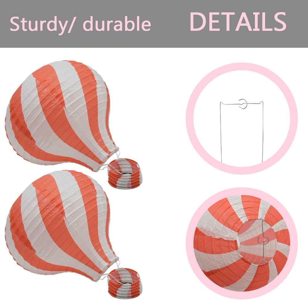 Ruidee 3 Pieces Hanging Hot Air Balloon Paper Lanterns 12 inch Paper Lanterns Set Decoration Ball Lamps for Wedding, Birthday, Anniversary, Christmas (Red)
