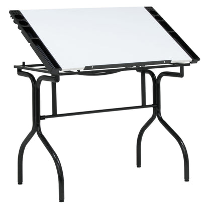 Studio Designs Folding Modern Top Adjustable Craft Drafting Table, 35.25" W x 23.75" D, Black/White