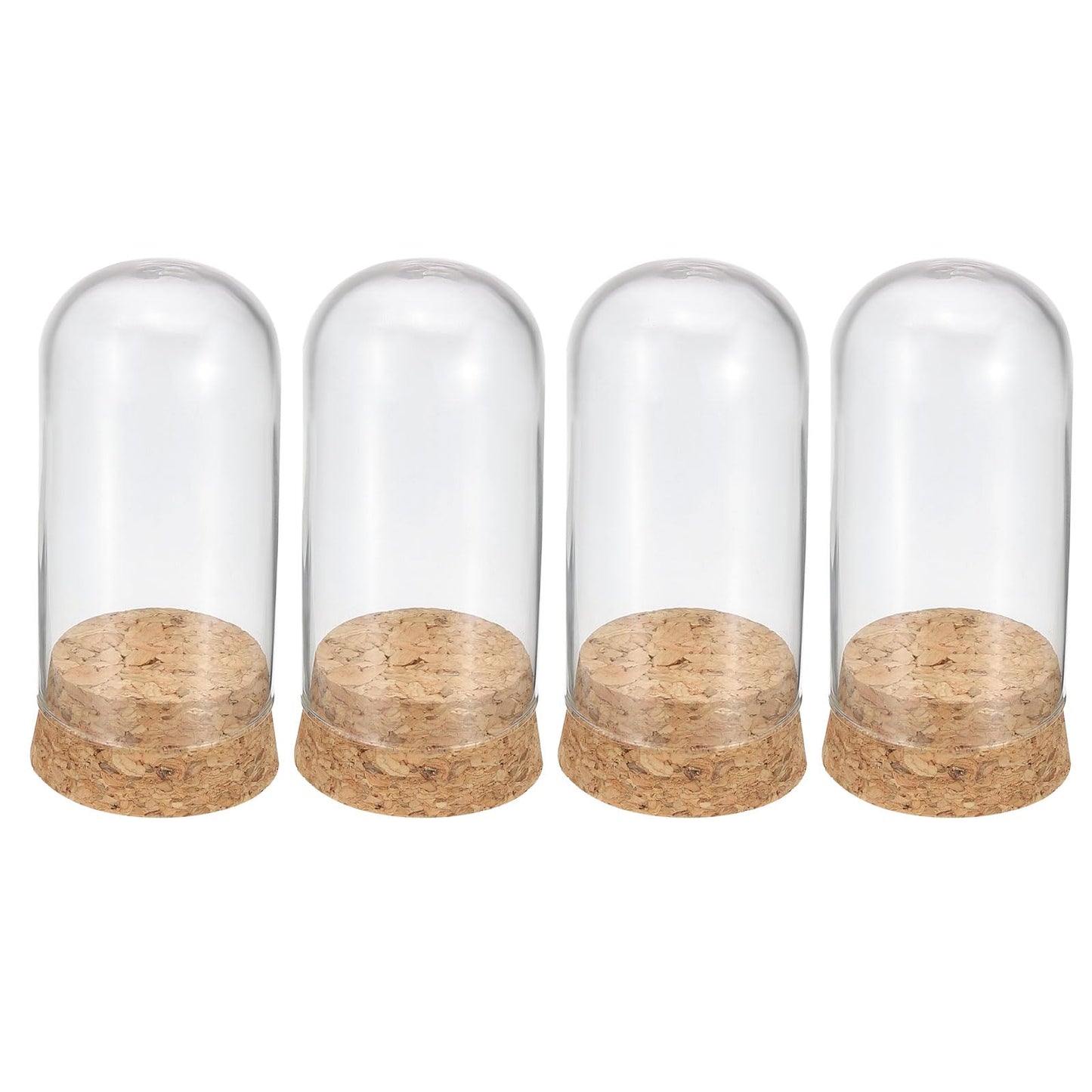 PATIKIL Clear Cloche Glass Dome, 4 Pack Glass Bell Jar Display Case Tabletop Centerpiece with Cork Base for LED Light Plants Home Decor 1.46x3.15inch