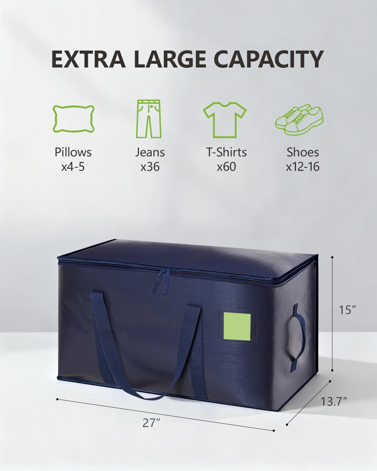 DAYSEON Heavy Duty Moving Bags Extra Large, Premium Storage Bags with Durable Zippers, Reinforced Handles, Moving Supplies for Clothes, Bedding, College Dorm Essentials, 8 Pack Blue