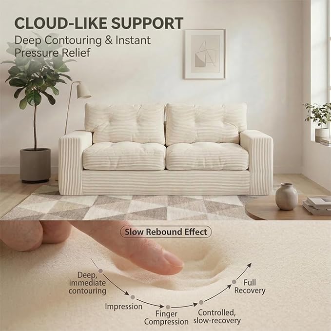 69" Corduroy Loveseat Sofa in a Box, High-Density Foam Couch, No Assembly