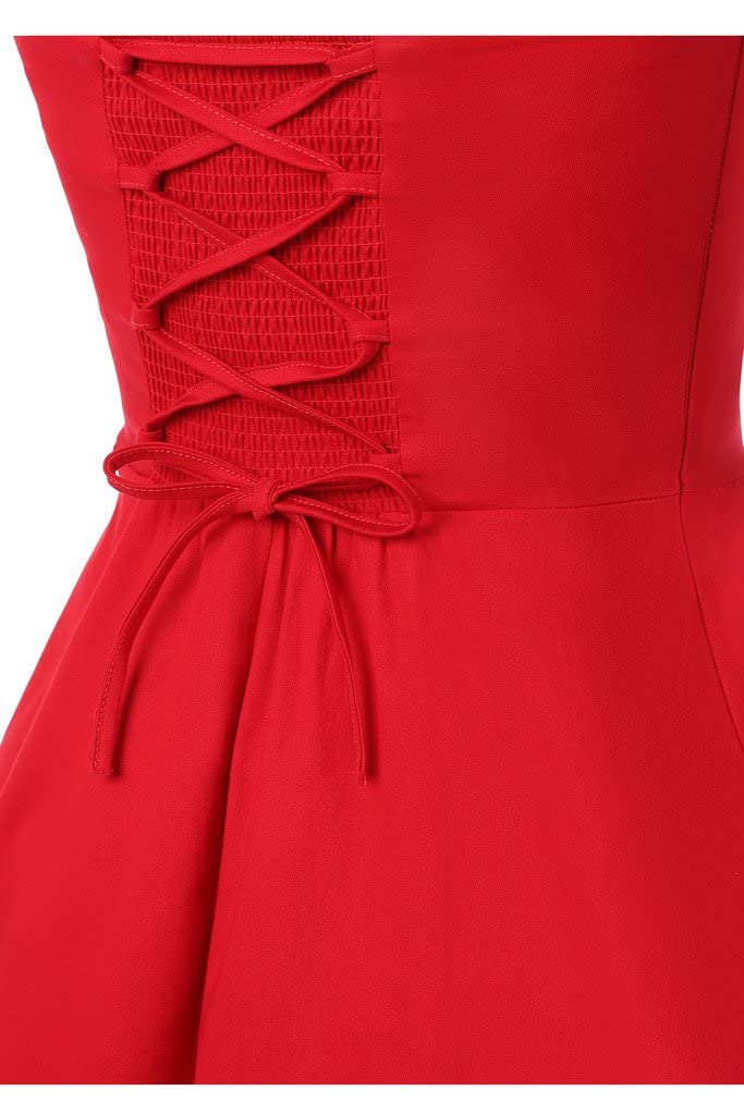 Topdress Women's Vintage Polka Audrey Dress 1950s Halter Retro Cocktail Dress Red M New