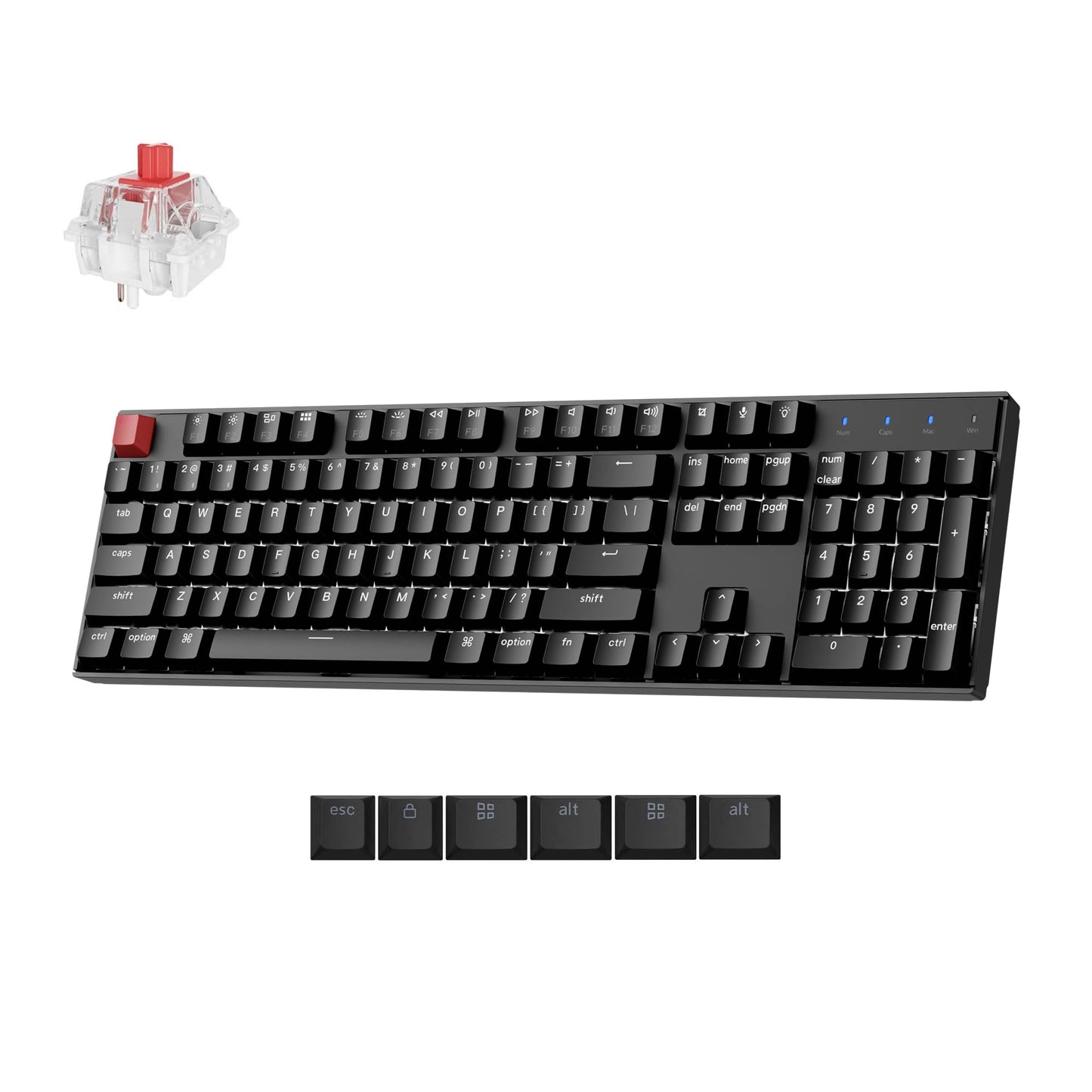 Keychron K10 Full Size 104 Keys Bluetooth Wireless Mechanical Gaming Keyboard for Mac Windows K Pro Brown Switch, Multitasking/White LED Backlight/USB C Wired Computer Keyboard