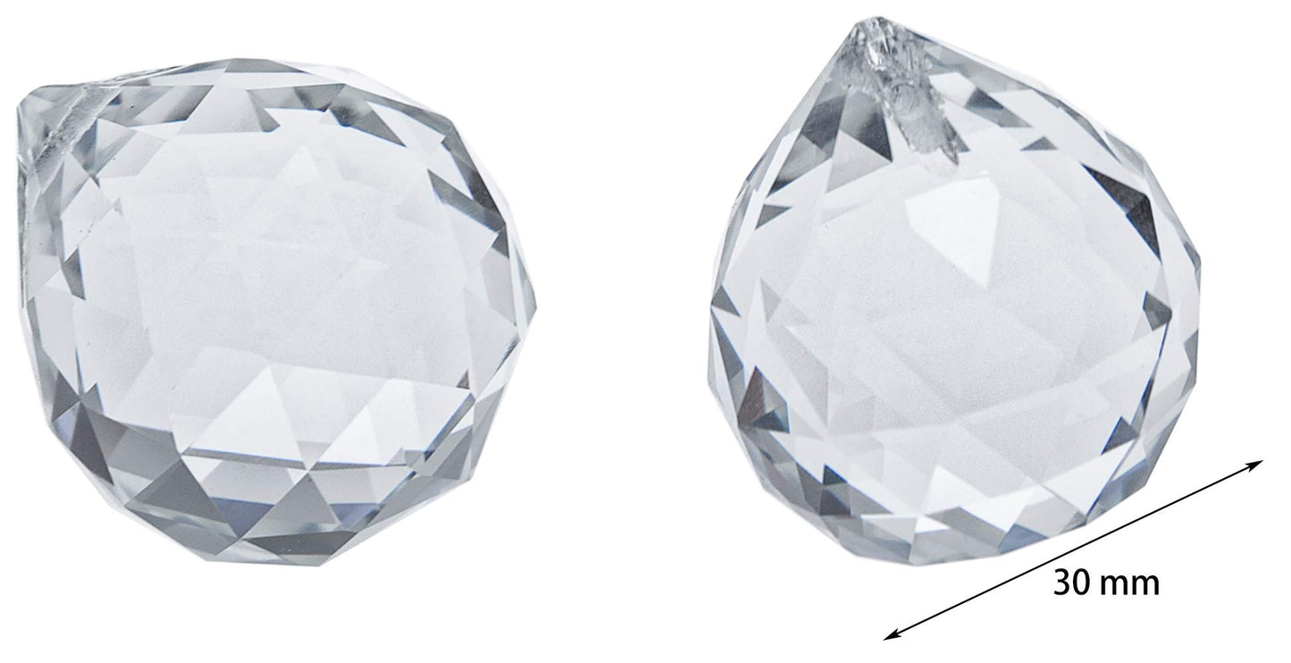 Yesland 20 Pcs Crystal Glass Ball, 30mm Pendants Balls & Chandelier Prisms, Clear Faceted Hanging Crystals for Wedding Home and DIY Craft Jewelry Decoration
