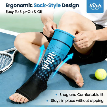 Hilph Full Calf & Foot Ice Pack Wrap for Running Recovery, Extended Leg to Foot Cold Compression Therapy Sock Ice Sleeve for Shin Splints Pain Relief, Reduce Swelling, Muscle Recovery After Exercise