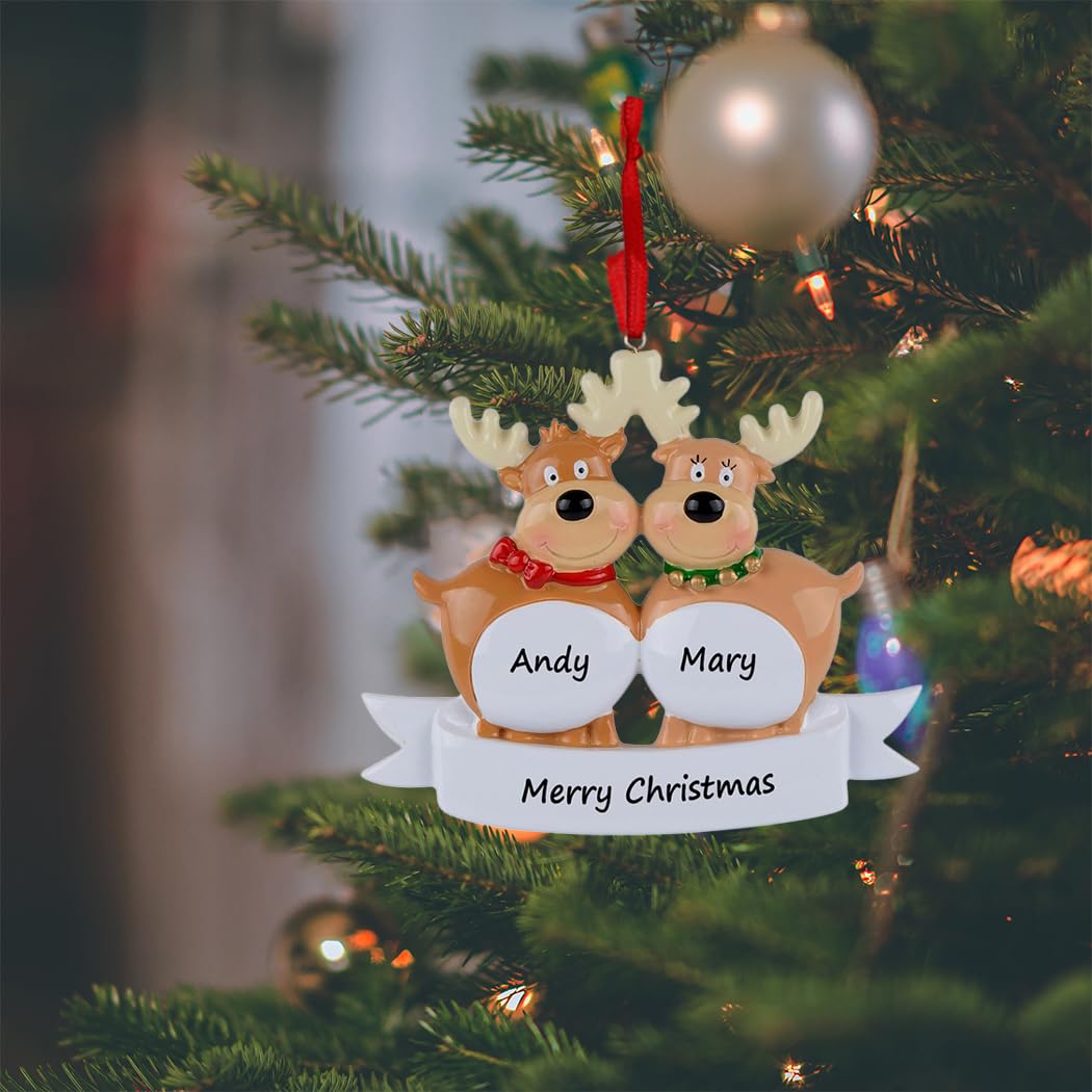 Worldwide Reindeer Family of 2 Personalized Christmas Ornament - Couple's First Christmas Together Keepsake Gift