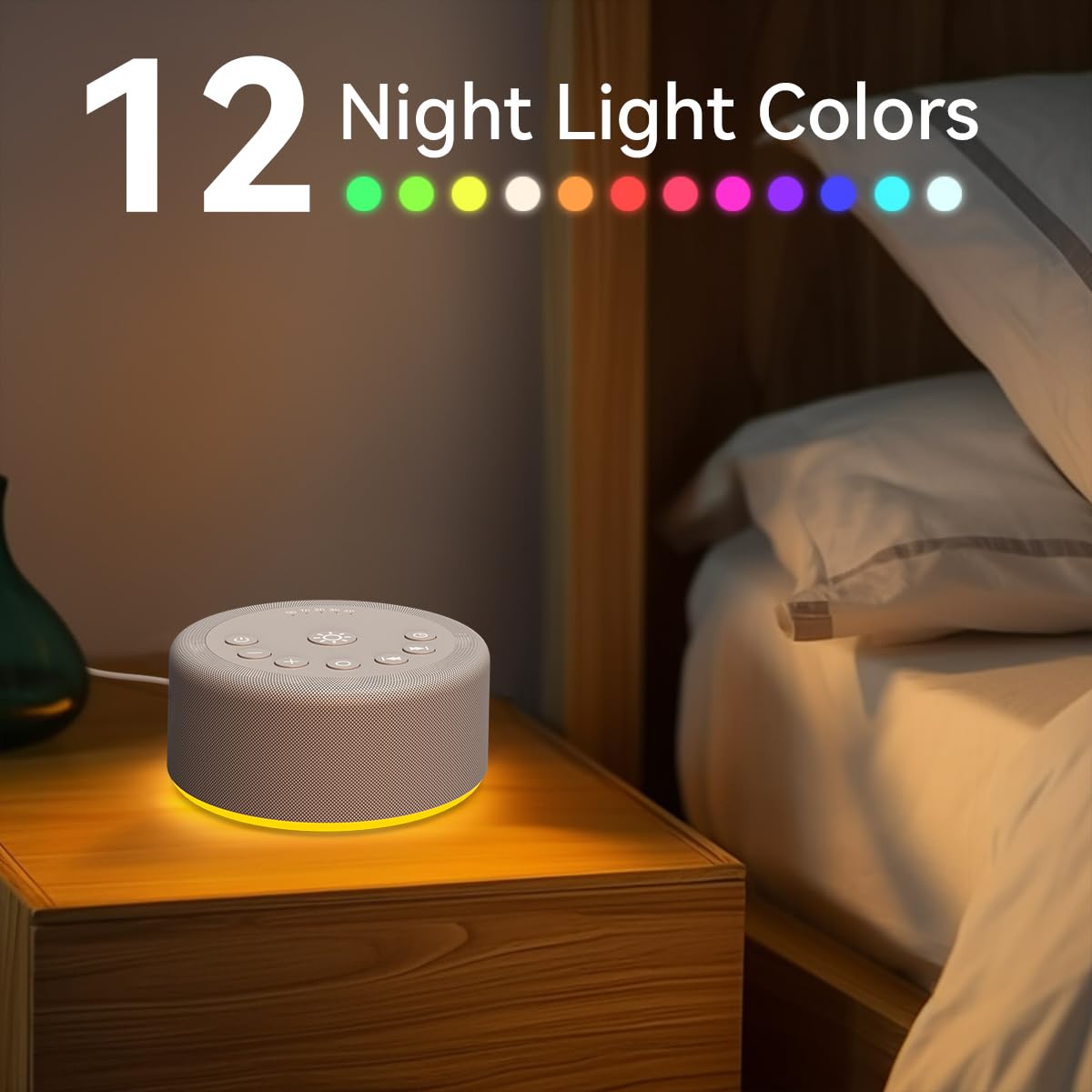 Sound Machine Night Light White Noise Machine 30 Non Looping Sounds 12 Lights 5 Timers 36 Adjustable Volume Memory Function Brown Noise Sleep Sounds Machine for Baby Kids Adult & Home Office Travel
