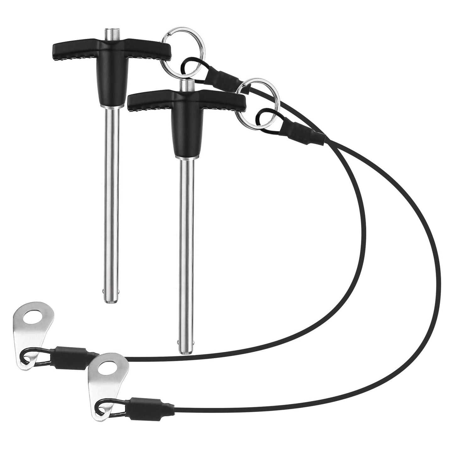 VXCICC 2 Pack T Handle Quick Release Pin 0.24 Inch Diameter,304 Stainless Steel Ball Locking Pin with Push Button Lanyard Usable Length 2.76"(6mm x 70mm)