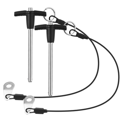 VXCICC 2 Pack T Handle Quick Release Pin 0.24 Inch Diameter,304 Stainless Steel Ball Locking Pin with Push Button Lanyard Usable Length 2.76"(6mm x 70mm)