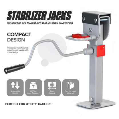 2-Pack Heavy-Duty Trailer Tongue Jack & RV Jack - Carbon Steel Jack Stands with Full Accessories Adjustable Drop Leg - Trailer Stabilizing Jack for RVs, Campers, & Utility Trailers (FBA-25.2in)