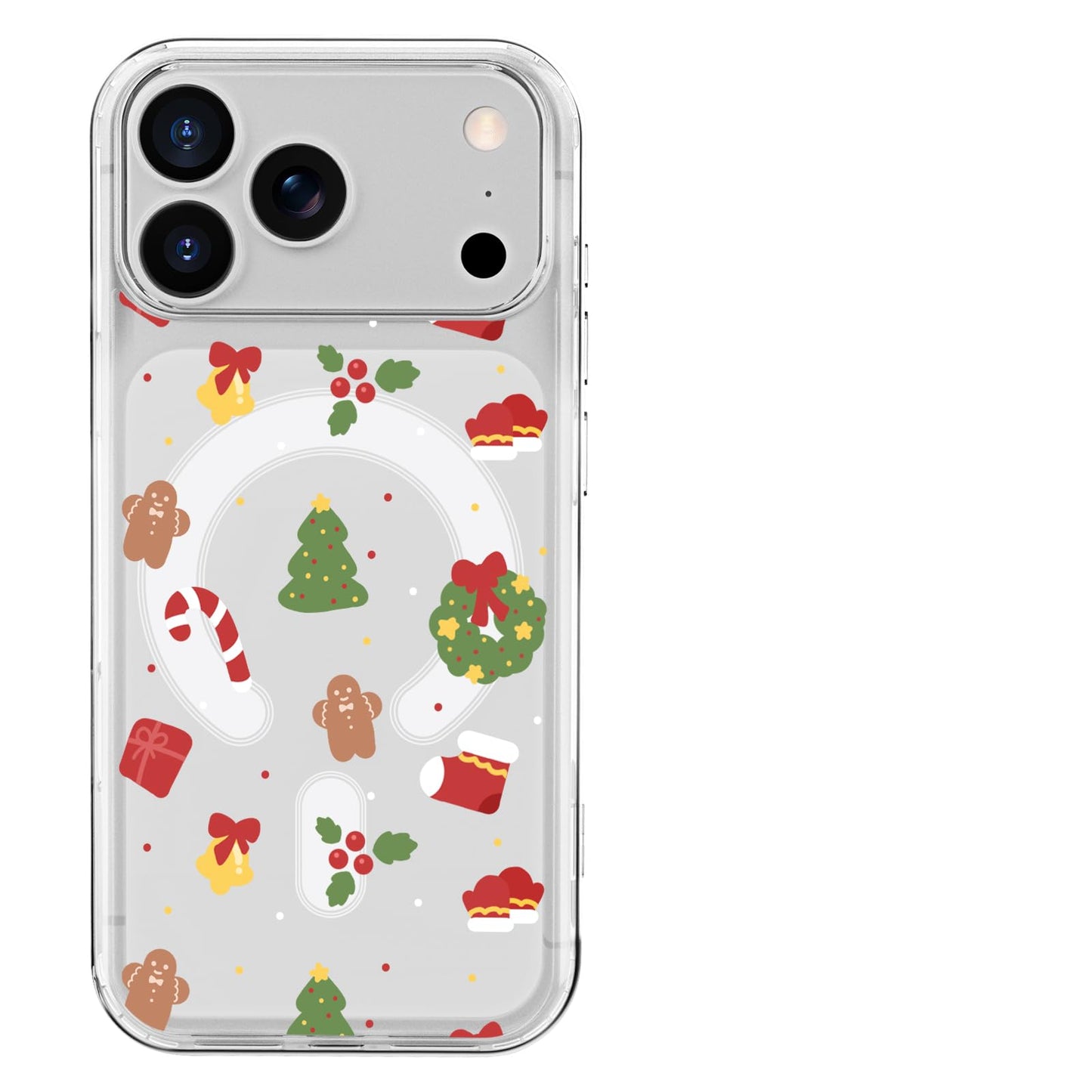 MAYCARI Christmas Phone Case for iPhone 17 Pro Max Compatible with Magnet Cute Wreath Candy Cane Clear Magnetic Phone Cover for Girls Women TPU Hard Back Shockproof Protective Case for Apple 17PM 6.9"