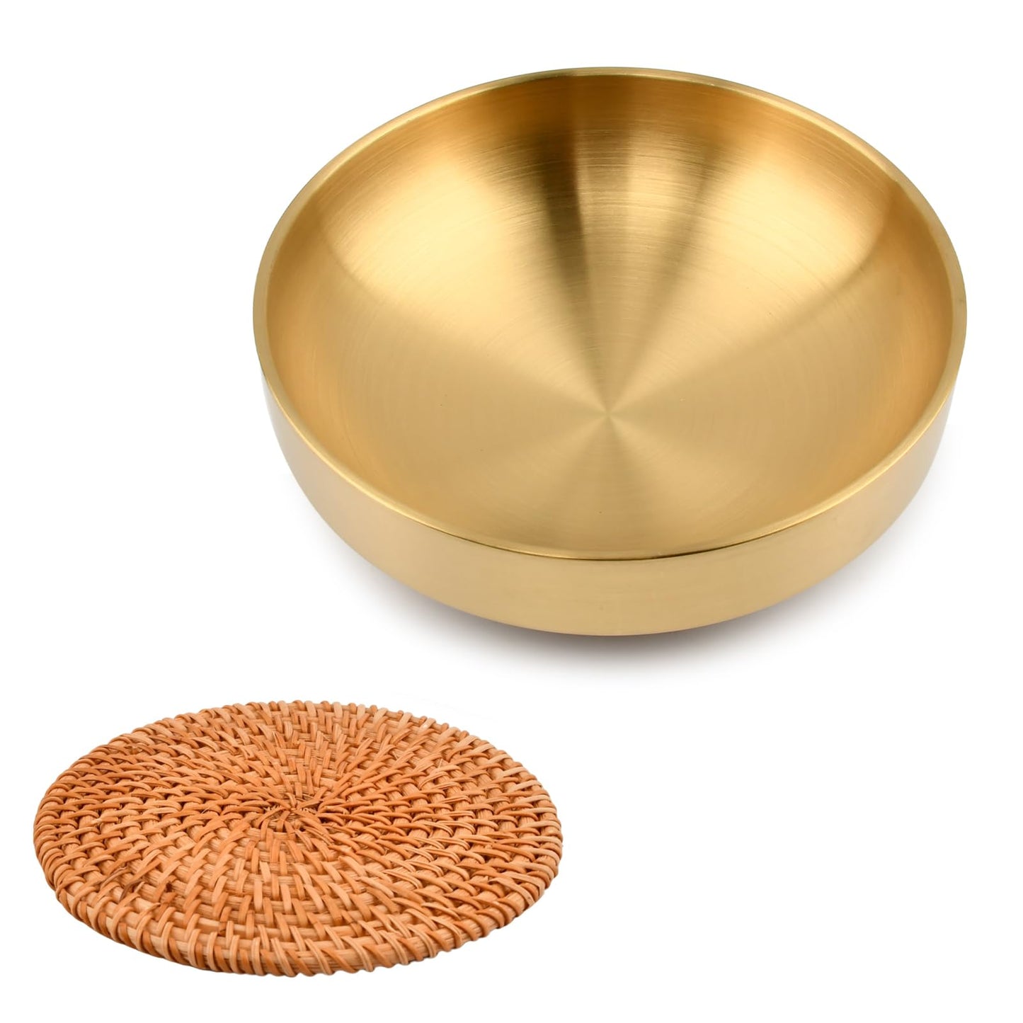 Qirvaten Gold Key Bowl, 7.4 Inches Decorative Bowls for Entryway Table with Coaster, Modern Key Holder Fruit Dish Catch All Bowl for Kitchen Counter Home Decor(Size: 7.4 Inches)