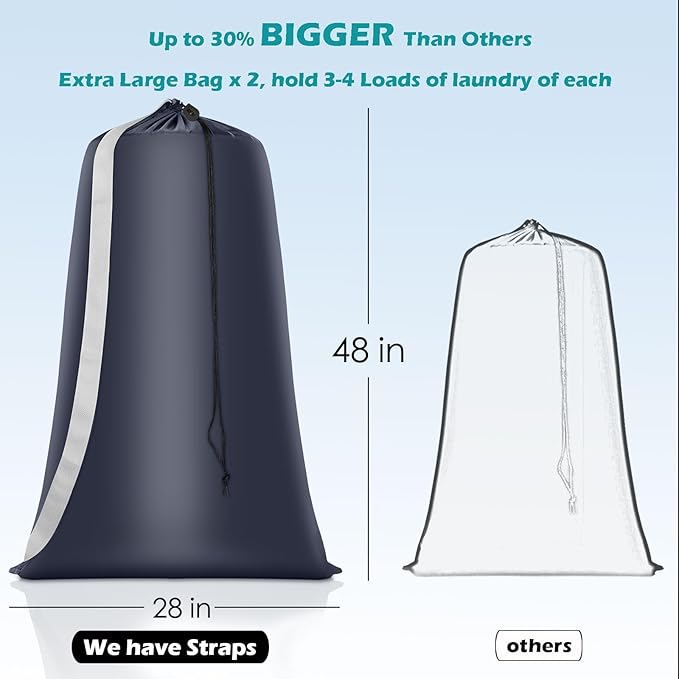 Heavy Duty Laundry Bag 2 Pack XL Nylon Laundry Bags