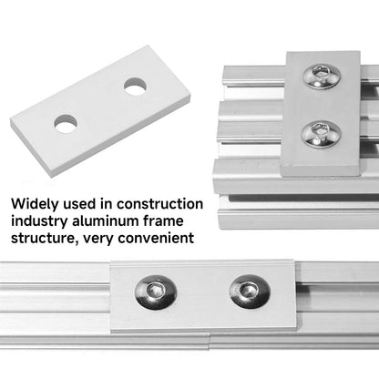 Kodrily 10Pcs Aluminum Extrusion Joining Plate Aluminum Flat Straight Brackets, Vertical Connecting Reinforcement Plate Flat, 2 Hole Plate Fittings for Frame Structure, 4040