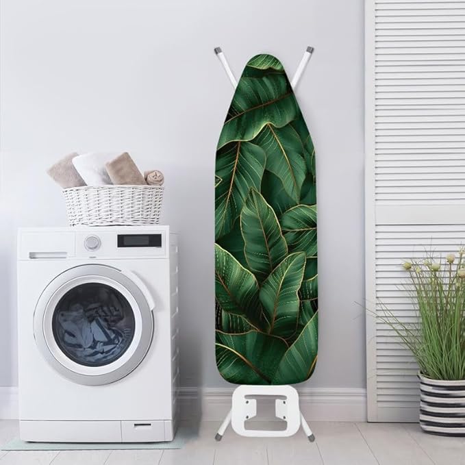 Green Banana Leaves Steam Ironing Board Cover Tropical Plant Leaves Stain