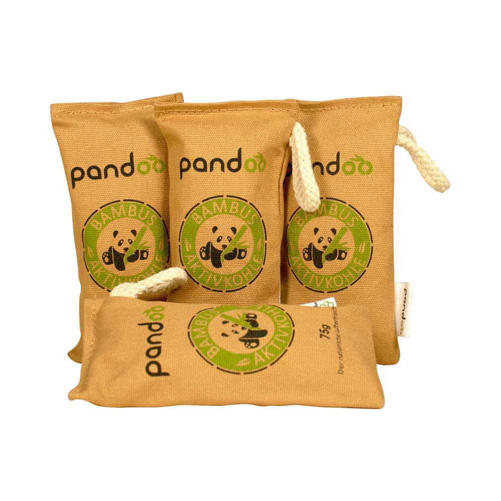 pandoo natural bamboo air freshener with active charcoal, air purifier and air dehumidifier, room air purifier and air freshener, absorbs odours and filters harmful substances and allergens