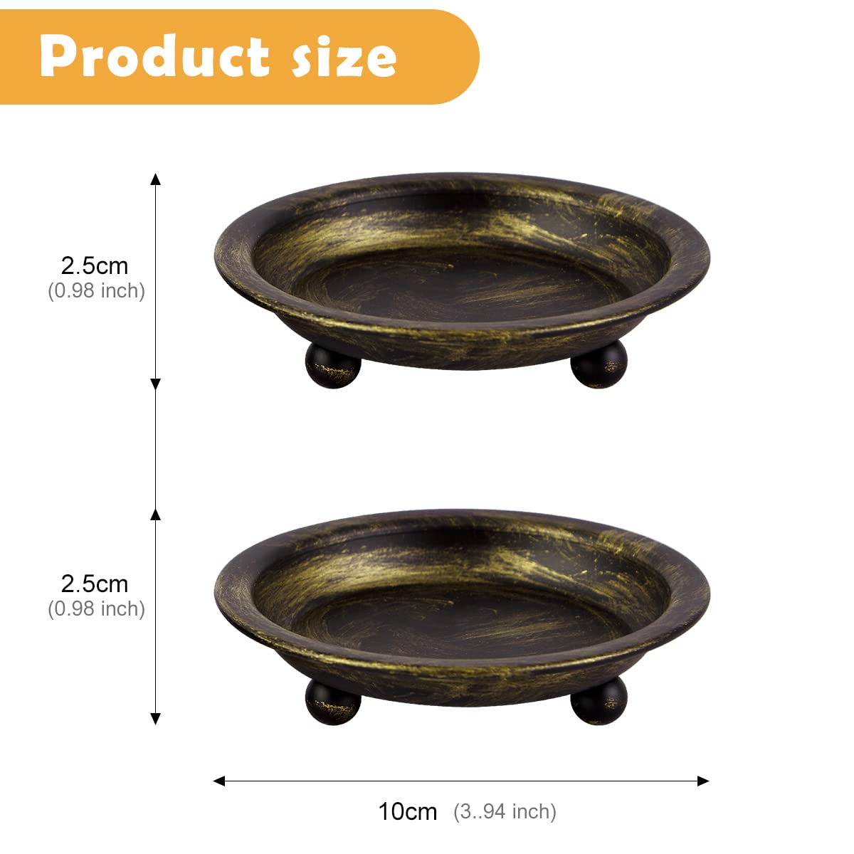 BHSKJSZ Retro Iron Plate Candle Holders Set of 2,Metal Candle Holders for Pillar Candles Table Décor,Home Décor,Church,Wedding Dinning Party