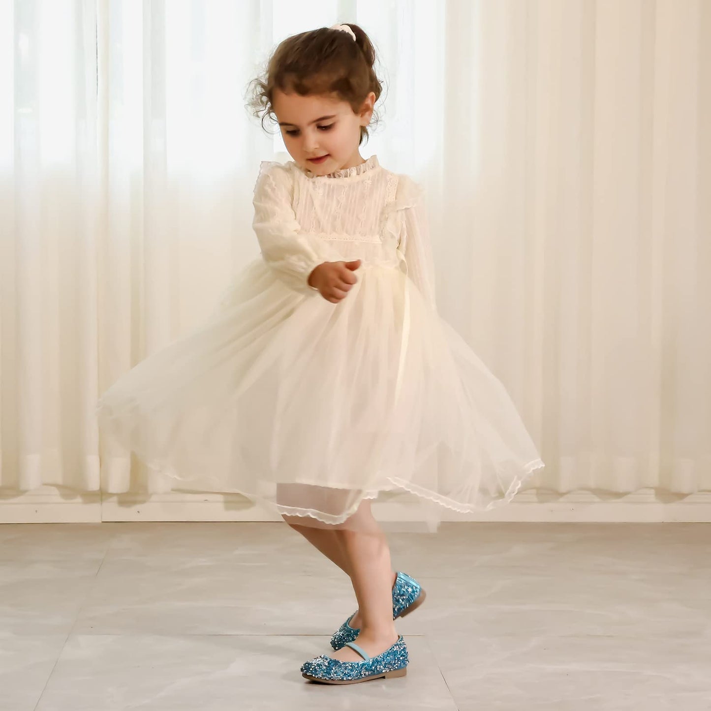 MK MATT KEELY Girls Princess Shoes Mary Jane Party Cosplay Shoes Dress Up Sandals for 2-7 Years Toddlers Little Kids Blue,9.5 UK Child