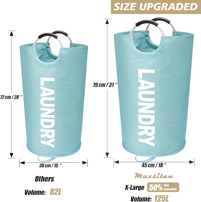 125L X-Large Laundry Basket, Freestanding Tall Clothes Hamper, Collapsible