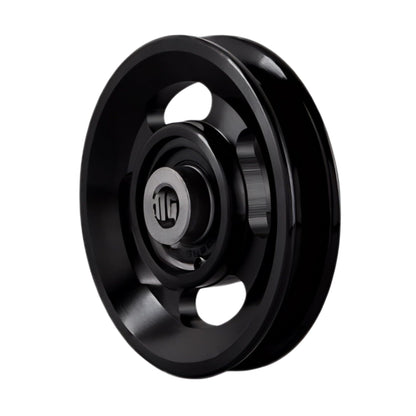 Gueiddi Aluminum Pulley for Home Gym, Load Capacity Sealed Bearing Pulley System, Quiet & Smooth Replacement Gym Pulley Wheel for Cable Machine, LAT Pulldown, Weight Equipment (1, Black, 114-115mm)