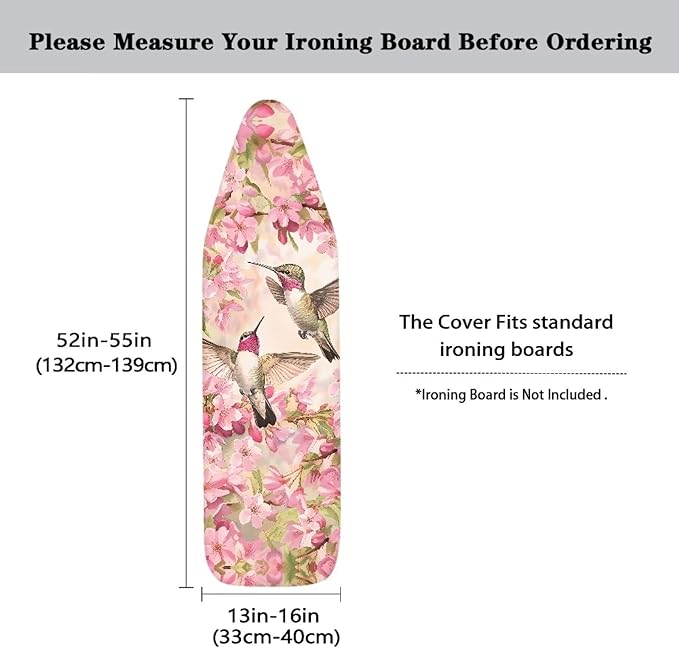Plum Blossom Ironing Board Cover 15x54 Inch, Hummingbird Iron Board Cover