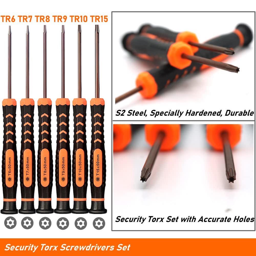 Torx Screwdriver Set of T2-T15, TECKMAN 10-Piece Magnetic Small Torx Security Screwdrivers with T2 T3 T4 T5 T6 T7 T8 T9 T10 T15 Star Screwdriver Tool Kit for Xbox,PS3,PS4,Knife,Computer & Other Device