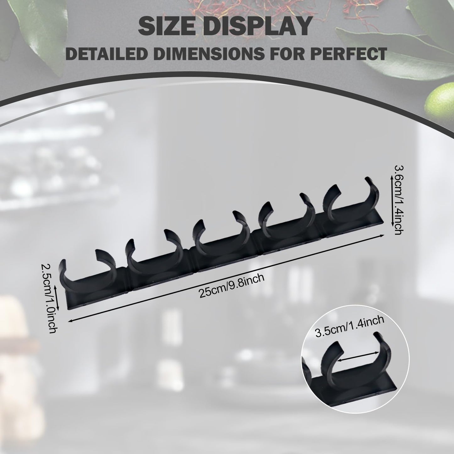 Adhesive Spice Clips 3-Pack, Heavy-Duty Spice Organizer for Cabinet Doors, Pantry & RV, Space-Saving Kitchen Storage with Tape, Holds 15 Jars (Black)