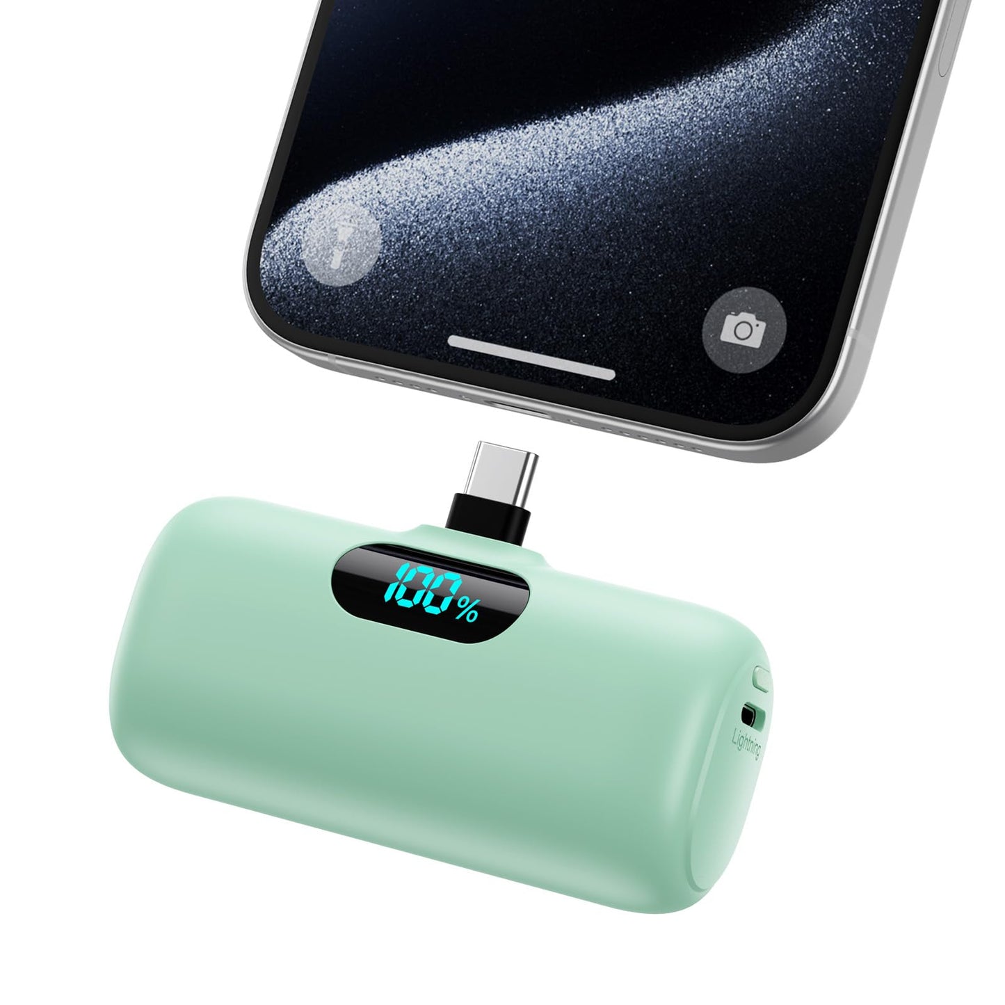 Mini Portable Charger USB C Power Bank,Upgraded 5000mAh PD Fast Charging Battery Pack Built-in USB-C Connector,LCD Display,Compatible with iPhone16,16 Plus,16Pro/Max/15,iPad Pro/Air,Android Phone etc