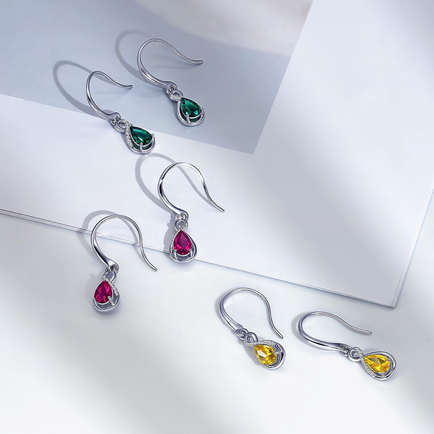 Infinity Birthstone Earrings 18K White Gold Plated 925 Sterling Silver Teardrop Infinity Drop Dangle Earrings October Birthstone Jewelry Birthday Gifts for Women Her Mother Wife