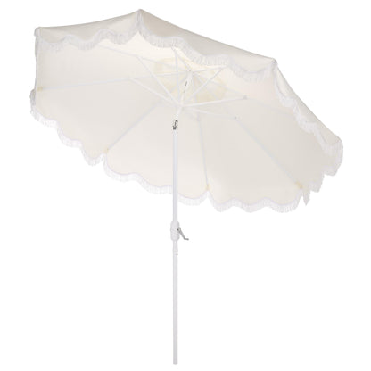 SAFAVIEH Outdoor Patio Furniture Collection – Torsa 9 Ft Crank Patio Umbrella, Ivory & White Pole, Market Umbrella with Crank Lift (PAT8024A)