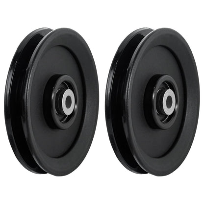 Luwint 4.5 Inch Pulley with Bearing, 115mm Replacement Pulley Wheel for Cable Machine, Home Gym Equipment, LAT Pulldown System, Universal Heavy Duty Pulley (2-Pack, Black)