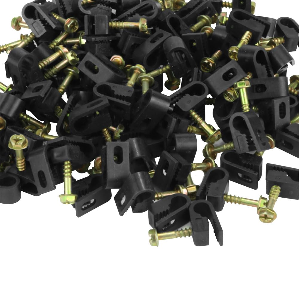 Skywalker Flexible Single Cable Screw Clips (Pack of 100 / Black)