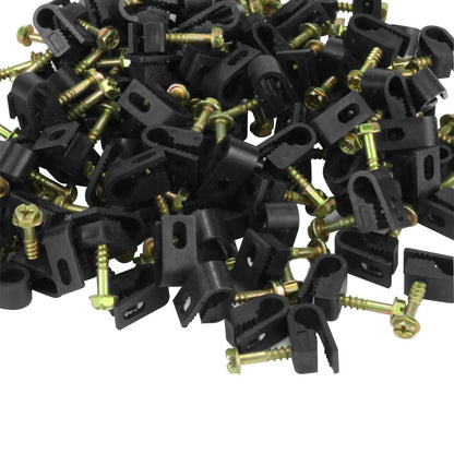 Skywalker Flexible Single Cable Screw Clips (Pack of 100 / Black)