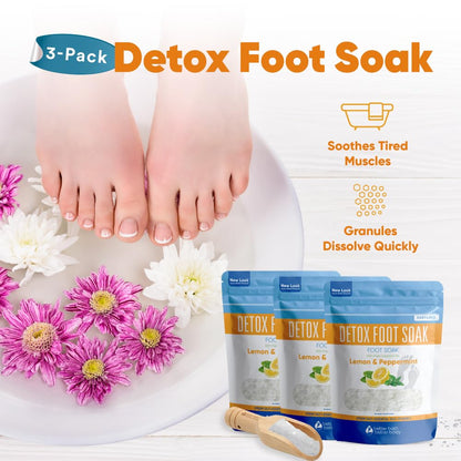 Detox Foot Soak (2 LBs) Epsom Salt Foot Soak with Lemon & Peppermint Essential Oils