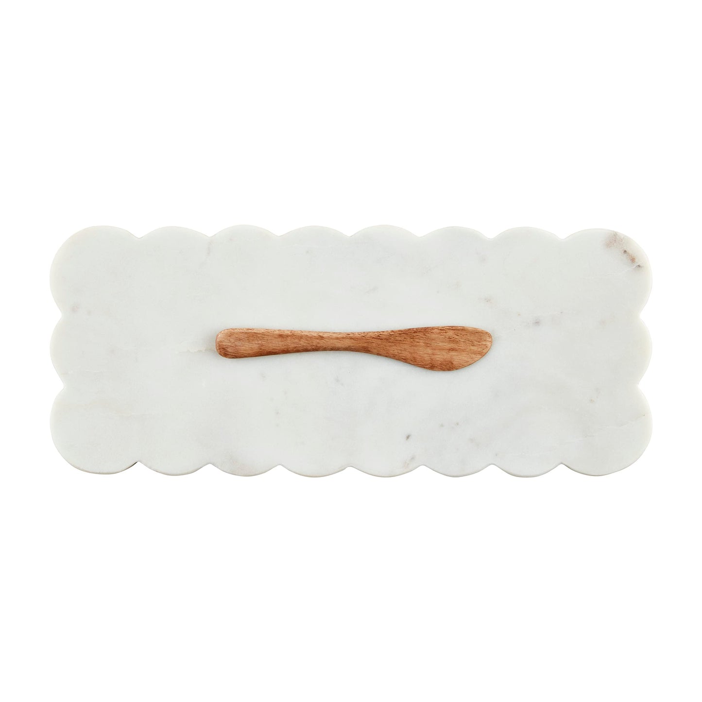 Mud Pie Scallop Marble Board Set, White, 12" x 5"