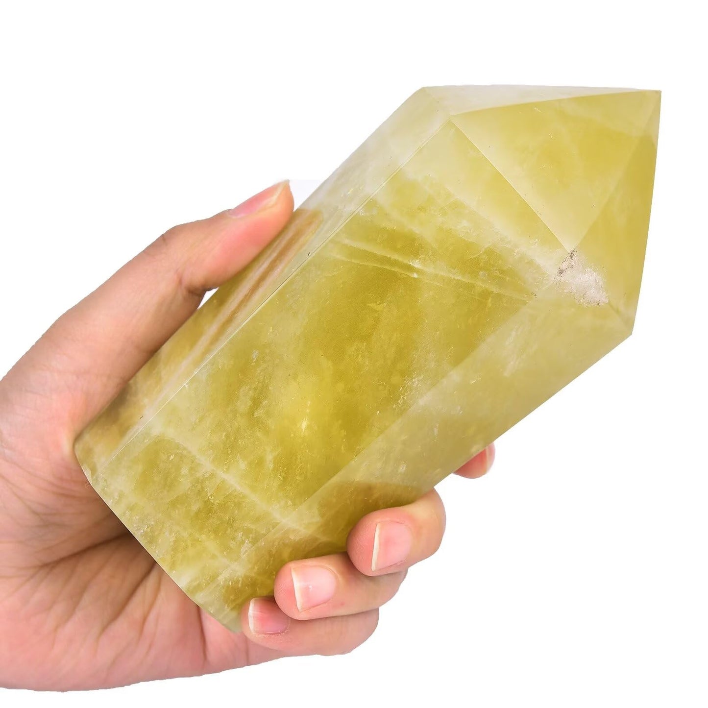 VIZYTOU Lemon Quartz Stone Tower Obelisk Large Healing Crystal Rock Point Wand Reiki Healing Meditation Stone 2.2-2.8 LBS