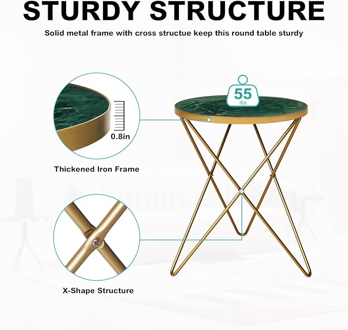 HLR Modern Round Side Table Set of 2, End Table