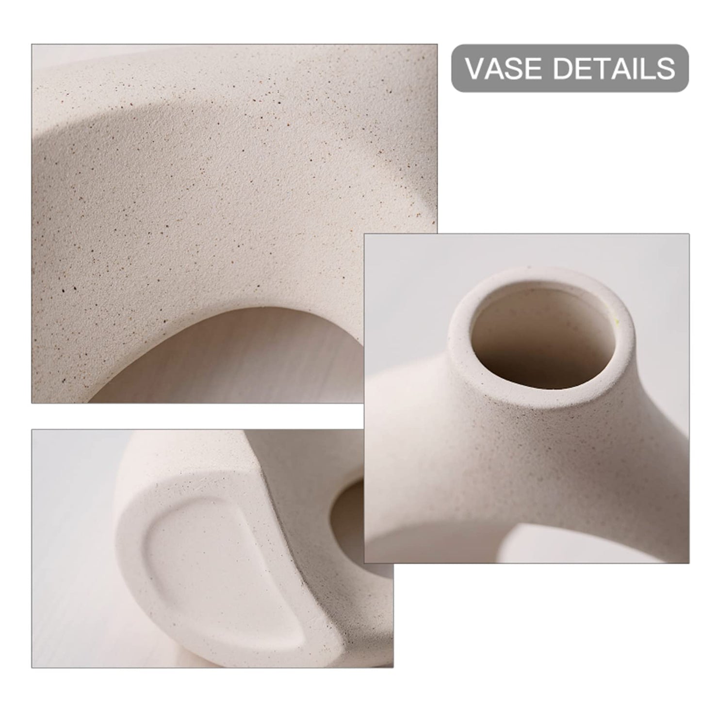 Levvohd Hollow Ceramic Vase Set of 2, Modern Nordic Minimalist Book Style Boho Aesthetic Vases for Home Decor Living Room Shelf Entryway Coffee Centerpiece Table Decorative (Cream White)