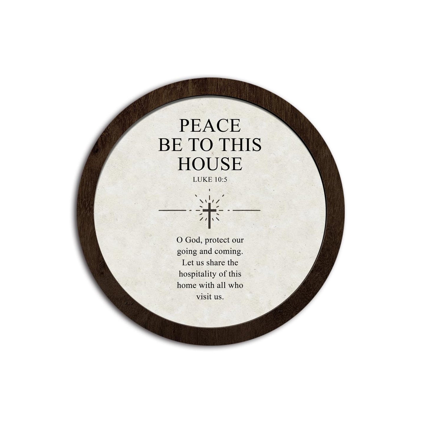 CFFJLHN Christian Bible Verse Wall Art Decor, Peace Be to This House Religious Scripture Round Hanging Wall Decor for Home Bedroom Living Room Church Prayer Room, 10x10 Inch