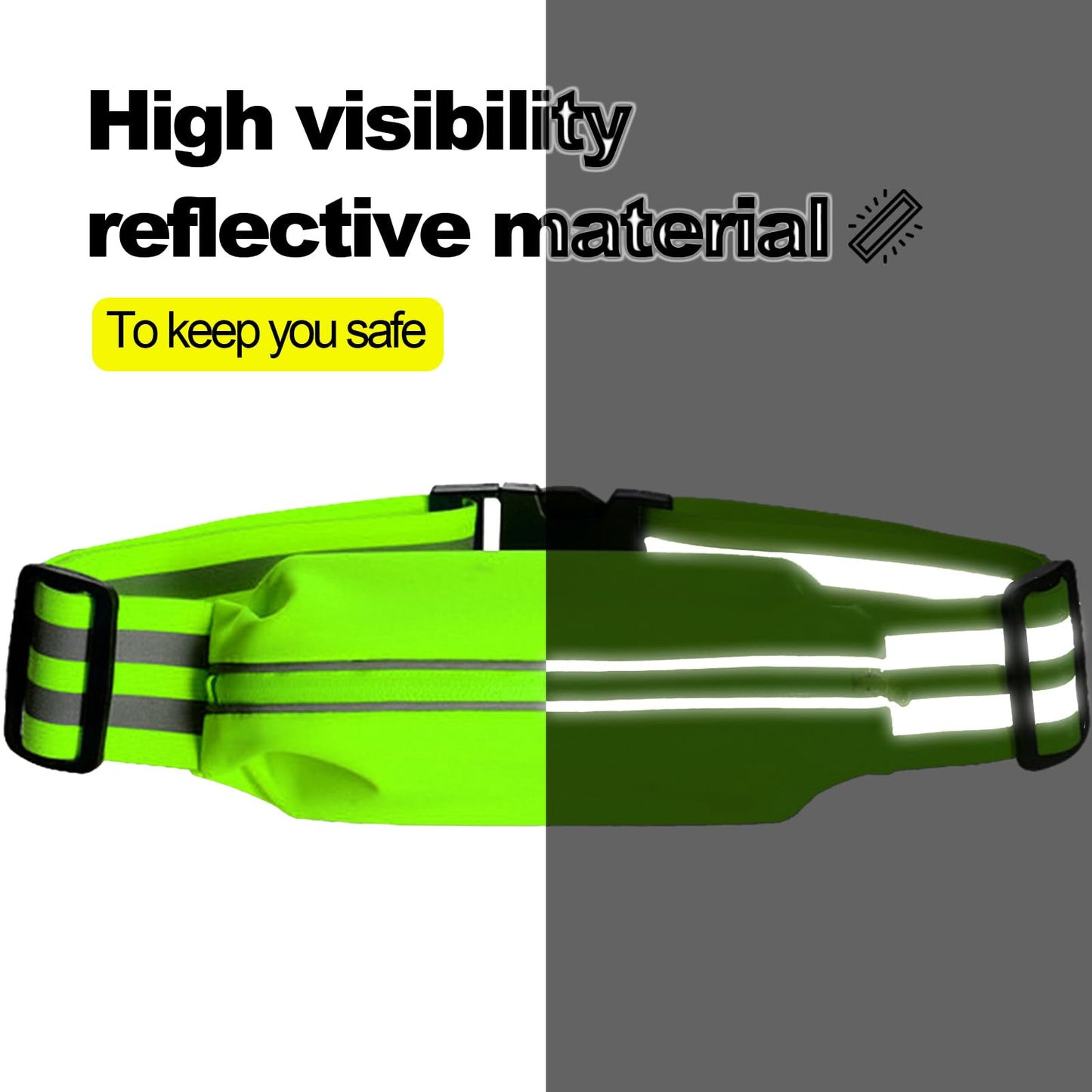 Oeyliz Running Belt Running Phone Belt for Women and Men Phone Holder Runners Pouch Waist Belt Reflective Runners Belt Money Belt Exercise Waist for Workout Jogging Running Gear Accessories (Green）