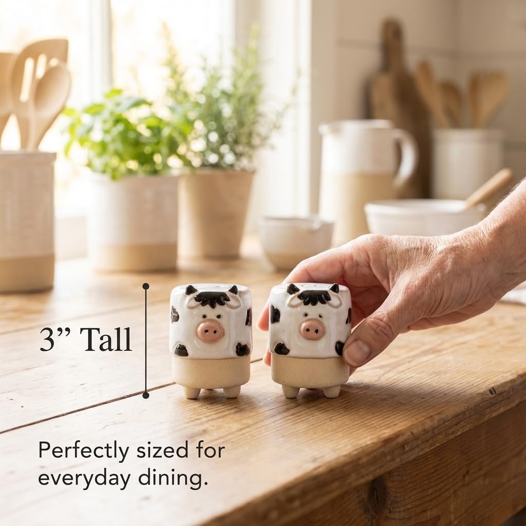 The Bridge Collection Cute Ceramic Cow Salt and Pepper Shakers