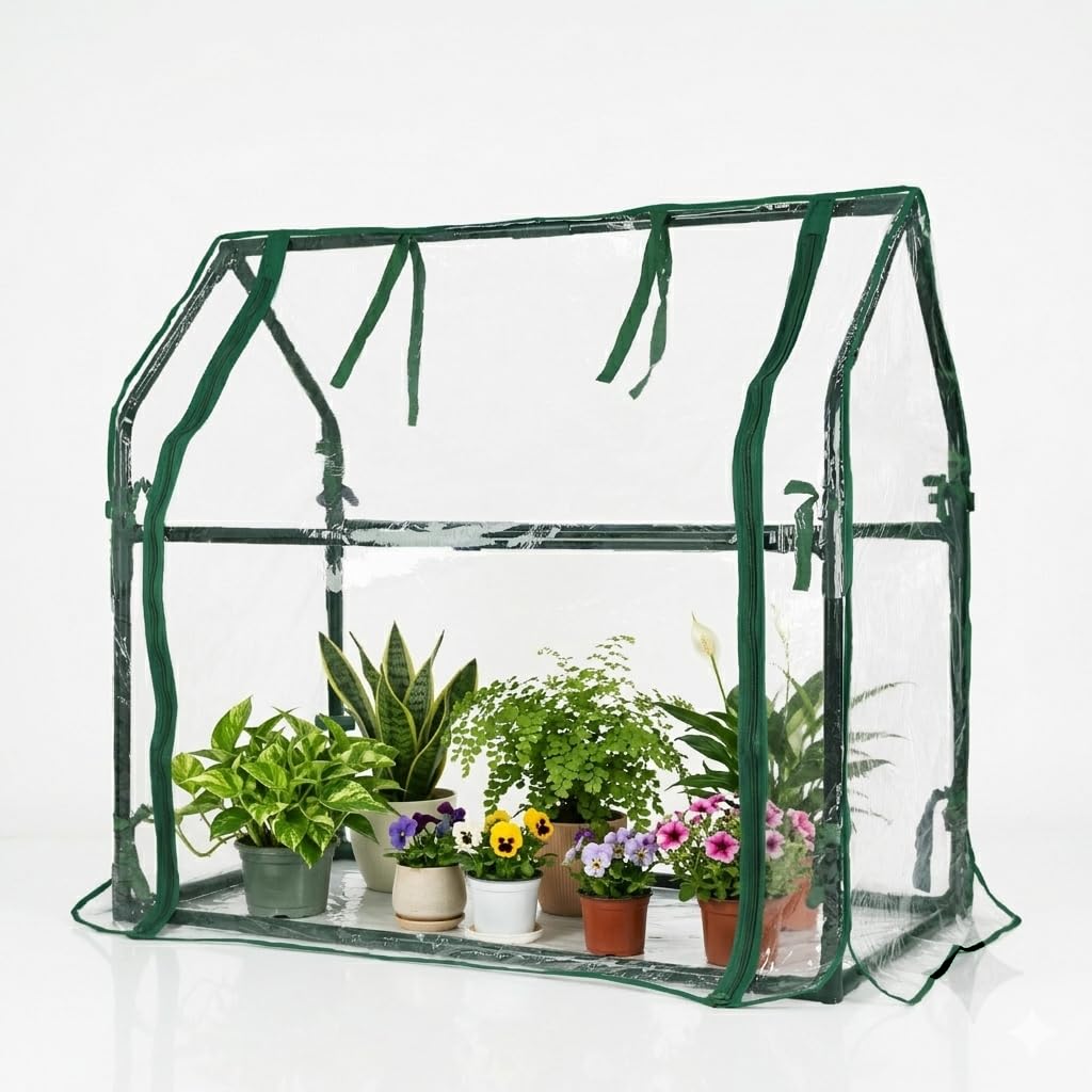 Gardzen Mini Greenhouse Heavy Duty Portable Green House, Clear Tent Indoor or Outdoor for Plants 36.2”(L) x18.9”(W) x33.3”(H)